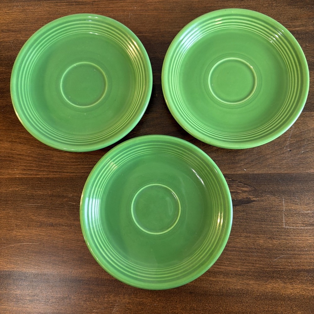 3 Vintage Fiesta Medium Green Demitasse Saucers 6 1/8" Fiesta Ware Fiestaware